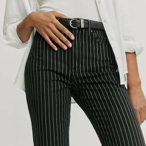 Reformation Georgia Pinstripe High Rise Flare Jean